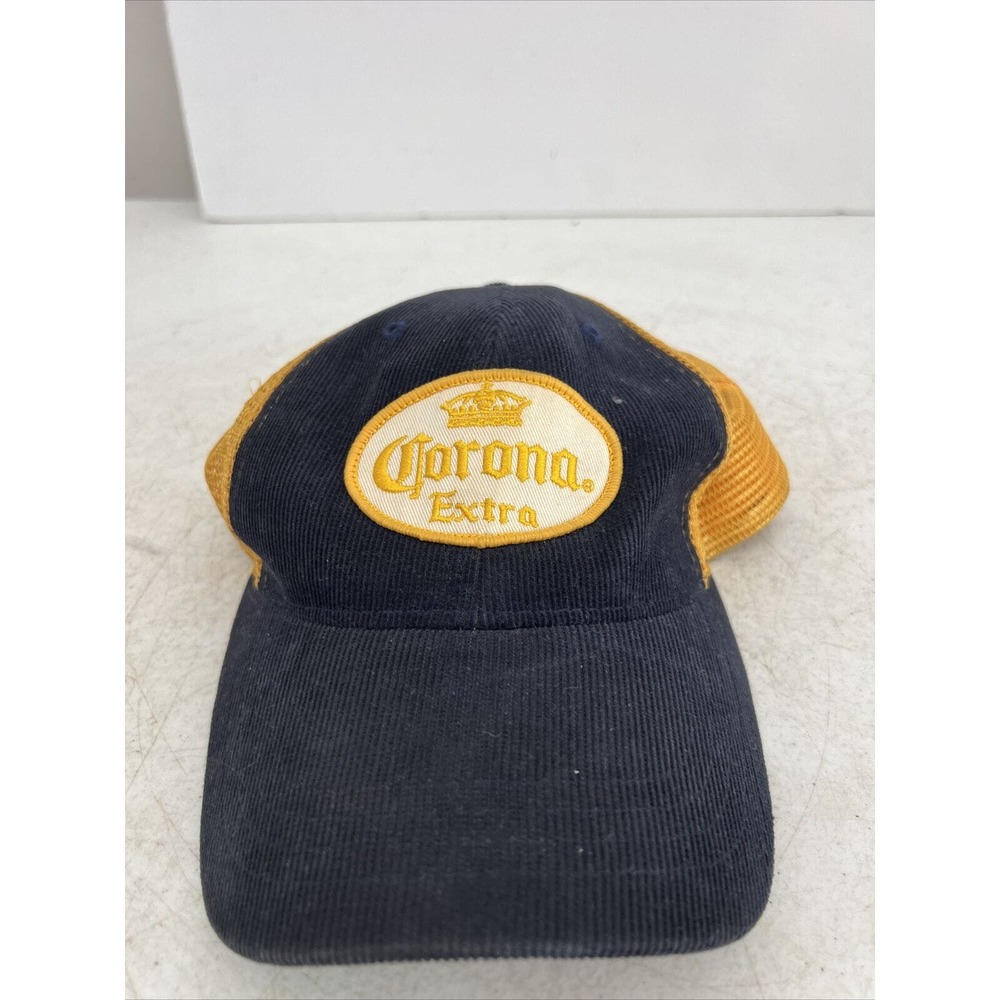 Corona Extra Corduroy Mesh Embroidered Logo Snapback Adjustable Hat Cotton Blend